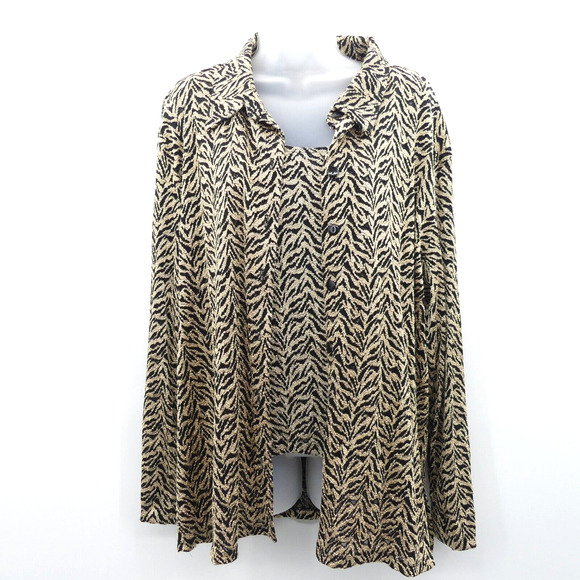 Chico's Tank & Jacket Set Size 3 XL Gold Black Metallic Arsty Cocktail Zebra - Picture 1 of 7